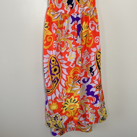 J Crew Silk Maxi Sarong Dress in Painted Paisley Orange Size 0 - Picture 6 of 16